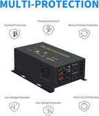 WZRELB 600W 12V 120V Pure Sine Wave Power Inverter with 2 AC Outlets Wired Remote Control