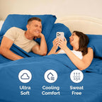 Split Head King Sheet Set – 4 Piece Flex Split Top King Sheets for Adjustable Beds - Fits 14” to 16" Mattress w/ Deep Pockets - Soft, Breathable & Cooling - Luxury Bedding & Wrinkle Free - Denim Blue