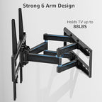 MOUNTUP UL Listed TV Wall Mount, Full Motion TV Mount for Most 26-65 Inch Flat/Curved TVs Fit 16" Wood Stud, Wall Mount TVs Bracket with Dual Swivel Articulating Arm Max VESA 400x400mm up to 88 LBS