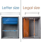 PRANDOM File Organizer Box - Set of 2 Collapsible Decorative Linen Filing Storage Hanging File Folders with Lids Office Cabinet Letter/Legal Size Grey (17x14x11.2 inch)
