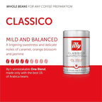 illy Whole Bean Coffee, Classico Medium Roast, 100% Arabica, Premium Italian Coffee, Ideal for Espresso, Drip, Moka and French Press Brewing, 8.8oz, 6 Pack