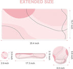iCasso Large Gaming Mouse Pad Wrist Support Set, Desk Mat, 4in1 XXL Mousepad + Keyboard Wrist Rest+Mouse Wrist Rest+Coaster Set with Ergonomic Design for Home Office Table Computer-Pink Art