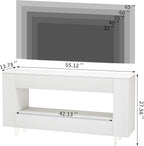 Vavkorkula TV Stand for 65 Inch with 2 Large Drawers & Hidden Storage Cabinets, Modern Farmhouse Entertainment Center Television Stands for Living Room Bedroom, White