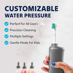 Professional Water Flosser - Advanced Dental Care for a Healthier Mouth, Gum, and Teeth - IPX7 Waterproof Oral Irrigator | 7 Replacement Tips, Travel-Friendly, Rechargeable - Oral Hygiene (Grey)
