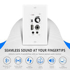 PNWCZ in Wall Audio Control Amplifier Receiver Compatible with Bluetooth 2 Channel Wall Plate with USB Microphone Aux (3.5mm) Input 120W for Sound Systems Home Theater Integration