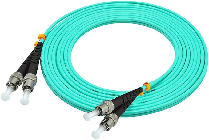 Jeirdus 50Meters 160ft ST to ST Duplex 50/125 10G OM3 Multi-Mode Fiber Optic Cable Jumper Optical Patch Cord ST-ST