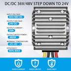 DC 36V/48V Step Down to 24V 20A 480W, DC 36V 48V Buck to 24V Voltage Regulator, IP67 Waterproof Power Supply Module Buck Transformer for Golf Cart Forklifts Car Truck Boat Vehicle