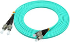 Jeirdus 15Meters 49ft FC to ST Duplex 50/125 10G OM3 Multi-Mode Fiber Optic Cable Jumper Optical Patch Cord FC-ST