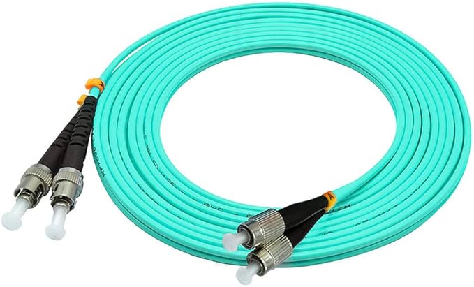 Jeirdus 10 Meters 33ft FC to ST Duplex 50/125 10G OM3 Multi-Mode Fiber Optic Cable Jumper Optical Patch Cord FC-ST