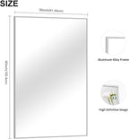 36x60inch Brushed Nickel Bathroom Mirror, Silver Rectangle Mirror with Frame, Large Rectangular Wall Mirrors for Bathroom, Living Roomm, Hair Salon, Big Mirror Hang Horizontal/Vertical