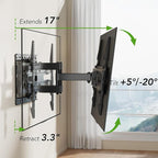 AX WABER TV Wall Mount Bracket for 32-65 Inch TV Full Motion Dual Articulating Arm with Swivel & Tilt, Max VESA 400x400mm，Fits 8” 12” 16" Studs, Supports 99 lbs for Flat & Curved Screens AX02MB01﻿