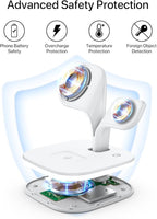 EXW for Magsafe Charger Stand,Charging Station for Multiple Devices,Wireless Charger for iPhone 17 Air 16 15 14 13 12 Series,Apple Watch Series 1-10/Ultra,AirPods Pro with LED and Adapter (White)