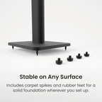Kanto SPH Universal Height Adjustable Floor Speaker Stands for Bookshelf Speakers up to 30 lb (13.6 kg) | 24”-42” Height Adjustment | Internal Cable Management | Pair | Black