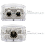 RKURCK 2 Way Power Distribution Block, 0/2/4 AWG Gauge in, 4/8/10 Gauge Out, Car Audio Stereo Amp Distribution Connecting Block for Audio Splitter (1x0GA+2x4GA)