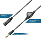 PChero 6.6 FT Extension Cable with Volume Control, 3.5mm Male to 3.5mm Female Audio Jack Extender Aux Extension Adapter Cord for Phone, Tablets, MP3 Players & More