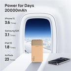 JUOVI J2621 Power Bank Portable Charger,20000mAh 45W PD3.0 QC 4.0 Fast Charging Battery Pack with LED Display,2 USB-C,2 USB-A for iPhone 15 16, MacBook (Orange)