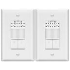 LIDER Humidity Sensor Switch and Motion Sensor Light Switch, PIR Sensor, Humidity Detection, Occupancy/Vacancy, No Neutral Required, ¼ HP, 1-Pole, UL Listed, White, Wall Plate Included, 2 Pack