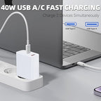 USB C Charger Block for iPhone 17 16,40W Dual Port A/C Phone Chargers,2Pack Type C Charger Fast Charging Wall Chargers Quick 10FT USB C Cable for iPhone 17/17 Pro Max/17 Air/16 Pro/16e/15 Plus/15 Pro