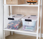 JUJIAJIA Clear Storage Latch Box 12 Quart, Plastic Organizing Box/Bin with Lid and Black Handles, 6-Pack
