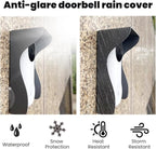 Smallan Stainless Steel Ring Video Doorbell Rain Cover Weatherproof Anti Glare Sun Shade Hyperthermia Compatible for Blink/Ring Pro2/Arlo/Wyze/Google Nest/Reolink Video Doorbell (Dark gray)
