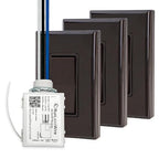 RunLessWire 4-Way Battery-Free DIY Wireless Light Switch Kit 150ft RF Range Self-Powered by Kinetic Energy for Hallways & Stairways: 3 Remote Switches Control 1 5A On/Off Receiver – Brown