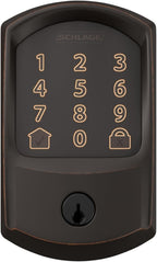 SCHLAGE BE489WB GRW 716 Encode WiFi Deadbolt Smart Lock, Keyless Entry Touchscreen Door Lock with Greenwich Trim, Aged Bronze