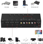 Azduou 2 AV Inputs + 3 HDMI 2.0 Inputs to HDMI Converter (5 in 1) with Upgrade New Version