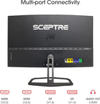 Sceptre Curved 32-Inch Gaming Monitor, 1920 × 1080, Up to 240+Hz, 1ms, 99% sRGB, AMD FreeSync Premium, Built-in Speakers, HDMI DisplayPort, Machine Black (C325B-FWD240 Series)
