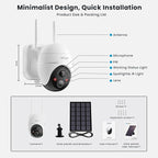 ieGeek 5MP Security Cameras Wireless Outside, Solar Camera Outdoor Wireless WiFi 360° PTZ Battery Powered with Spotlight & Siren/Motion Detection/Color Night Vision/2-Way Audio/IP65, Works with Alexa