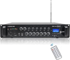 Sound Town Commercial Restaurant Audio Set with One 6-Zone 70V/100V Amplifier with Bluetooth, 12 x Weather-Resistant 6.5-Inch Surface-Mount Speakers, Two Dual 8-Inch Subwoofers, Black (P36X12T6B2S28)