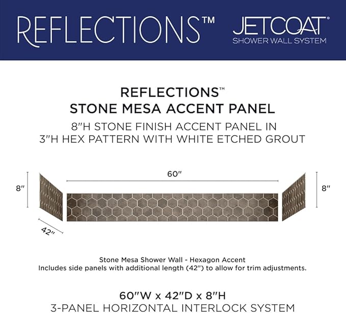Miseno MSW-603696RFL Readyset 60" X 36" X 96" Fifteen Panel Alcove Shower Wall Kit - Stone Sierra