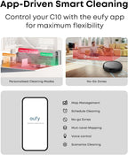eufy C10 Robot Vacuum Self Emptying, 8 Weeks Hands Free, Advanced Smart Mapping with LiDAR Navigation, 2.85-Inch Slim Design, Powerful Suction, Edge Expansion Brush for Pet Hair, Carpet Detection