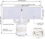 EMANER Dusk-to-Dawn Security Lights with Motion Sensor, 5000K IP65 Waterproof Outdoor, 280W Equiv. 110V 120V Dual-Head Rotatable LED Flood Light for Porch, Garage, Yard, Driveway