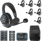 EARTEC HUB7S Ultralite-HD 7 Person Full Duplex Wireless Intercom Headset Communication System, Single Ear Headsets, Up to 1000ft Range, U.S. Company