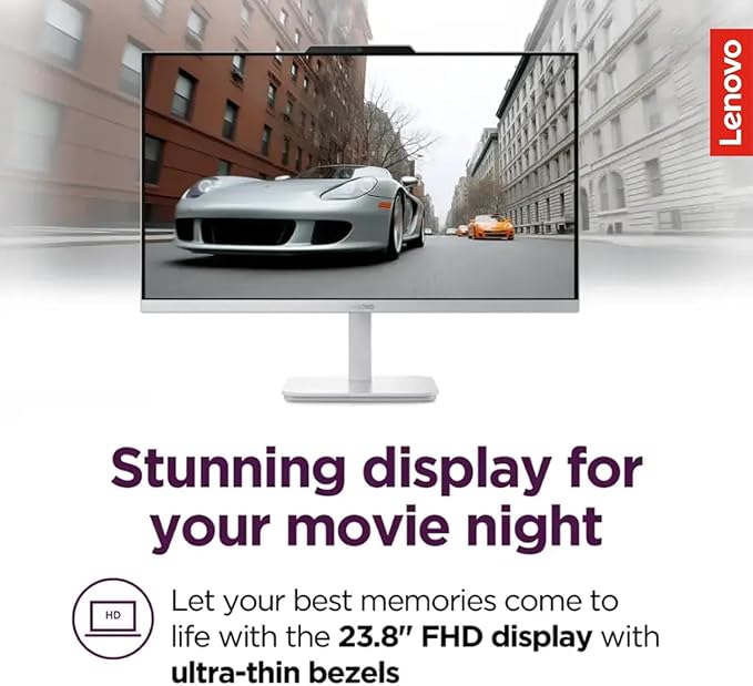Lenovo IdeaCentre 24" FHD All-in-One Desktop Computer with Lifetime Office 365 for The Web • 32GB RAM • 4TB Storage • Intel Core • Wired Keyboard and Mouse • Windows 11