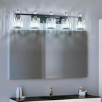 FDPBY Bathroom Vanity Lights 5-Light Plating Black Modern Crystal Vanity Light Fixtures Over Mirror Crystal Bathroom Vanity Lighting Fixtures