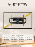 Mounting Dream TV Wall Mounts Bracket for Most 42-84 Inch TVs, UL Listed Premium TV Mount Full Motion with Articulating Arms, Max VESA 600x400mm and 100LBS, Fits 16", 18", 24" Studs, MD2296-24K