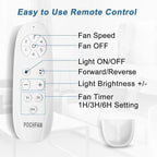 POCHFAN 52 inch White Ceiling Fans with Lights and Remote, Reversible 5 Blades Modern Ceiling Fan for Bedroom, Living Room, Dining Room, LED 3 CCT 6-Speed Noiseless, ETL Listed