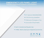 2X2 LED Flat Panel Light Emergency Battery Backup, 40W-3000K/4000K/5000K, 0-10V Dimmable, 4390 Lumens, LED Drop Ceiling Light, 100-277V, DLC and UL Listed, Ultra Thin Back-Lit (12 Pack)