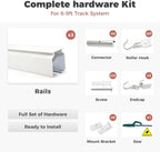 ChadMade Ceiling/Wall Mount Curtain Track Rod Set with Hooks, 6ft - 9ft Adjustable Length Window Rod Track Curtain Rail System For Living Room Bedroom, Work with Grommet and Pinch Pleated Curtain