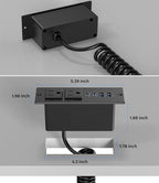 Recessed Power Strip USB C 65W Fast Charging Station,in Drawer Outlet,Furniture Flush Mount for Desktop,Workspace Essential Desk Outlet (Black, 10FT)
