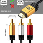 HDMI to RCA 10FT Cable with IC, HDMI Male to 3-RCA GD AV Cable Video Audio Component Converter Adapter 1080P Cable for TV HDTV DVD