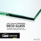 ANZZI 74 X 34 Inch Frameless Fixed Glass Shower Screen Shower Door in Brushed Nickel, Screen Water Repellent Clear Tempered Glass Single Panel for Shower Room, Glass Screen Frame Hardware Complete Kit