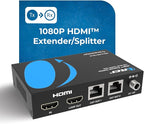 OREI 1x2 HDMI Extender Splitter Over Single Cable CAT6/7 1080P EDID Management - Up to 132 Ft - Loop Out - Low Latency