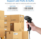 Eyoyo EYH2 Handheld USB 2D Barcode Scanner, Wired Automatic QR Code Scanner PDF417 Data Matrix Bar Code Reader with Long USB Cable for POS Mobile Payment, Convenience Store, Supermarket, Warehouse