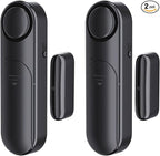 Window and Door Alarm When Opened (2 Pack) for Kids Safety/Home Security, Sliding Front Door Opening Sensor Alarms for Dementia, 120dB Burglar Alert, Ideal for Business, Garage, Apartment,House, Black