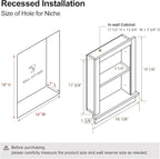 Recessed Medicine Cabinet Inset,Bathroom Wall Niche Insert for Drywall,14x18 Bathroom Medicine Cabinet Shelf Wood Replacement,in Wall Cabinet with Storage for Restaurant,Imitation Natural