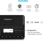 Tenergy TN477U 8-Bay Fast Charger for NiMH/NiCD AA AAA Rechargeable Batteries with 4pcs 2500mah AA and 4pcs 1000mah AAA Rechargeable Batteries
