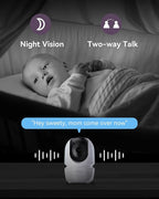 Comfyer Baby Monitor with Camera and Audio, 7" 720P HD Video Baby Monitor No WiFi, 6000mAh Battery, VOX Mode, Auto Night Vision, Hack Proof, Remote PTZ