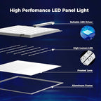 AIKVSXER 6 Pack 2x2 LED Flat Panel Light - Selectable 5 CCT 3000K-6500K & 5 Wattage 30-50W 5500Lm 0-10V Dimmable 2x2 led Drop Ceiling Lights 120-277V for Commercial and Home